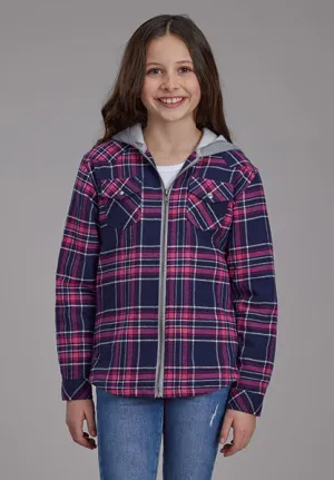 Roper Girl's Pink Plaid Flannel Thermal Hooded Shirt Jacket 0119-1800