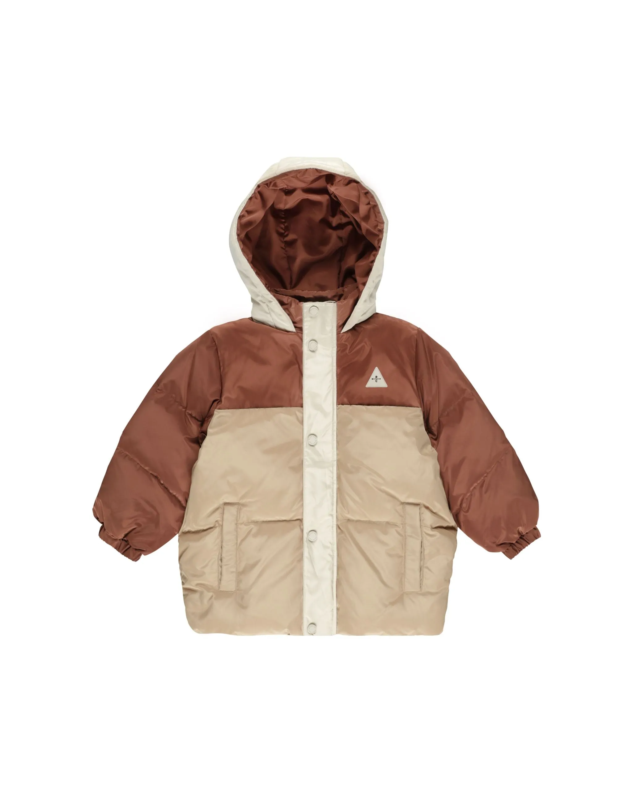 Ski Puffer Jacket | Brick Color Block