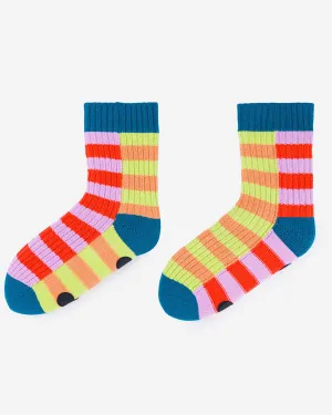 Super Stripe House Socks - Poppy   Lilac