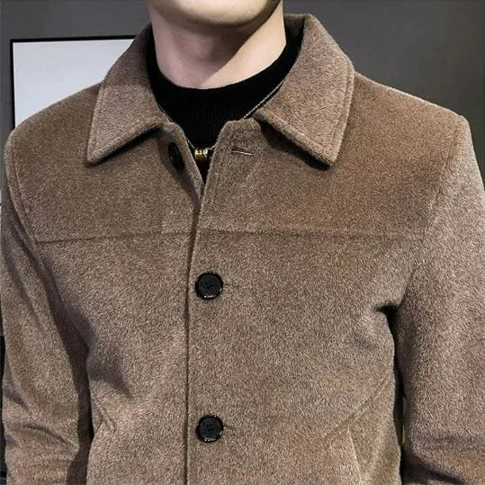 Thickened Wool Blend Streetwear Over Coat Jacket for Men