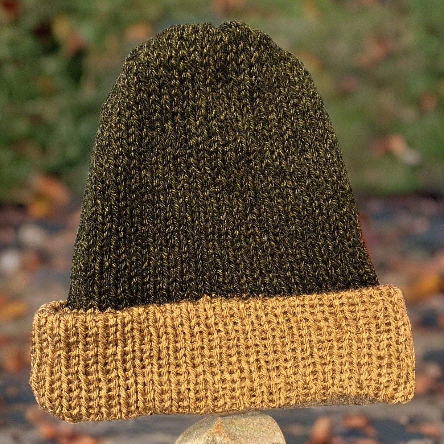 Toboggan, Loom Knit, w/Brim, Brown/Tan