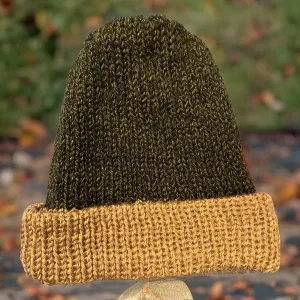 Toboggan, Loom Knit, w/Brim, Brown/Tan