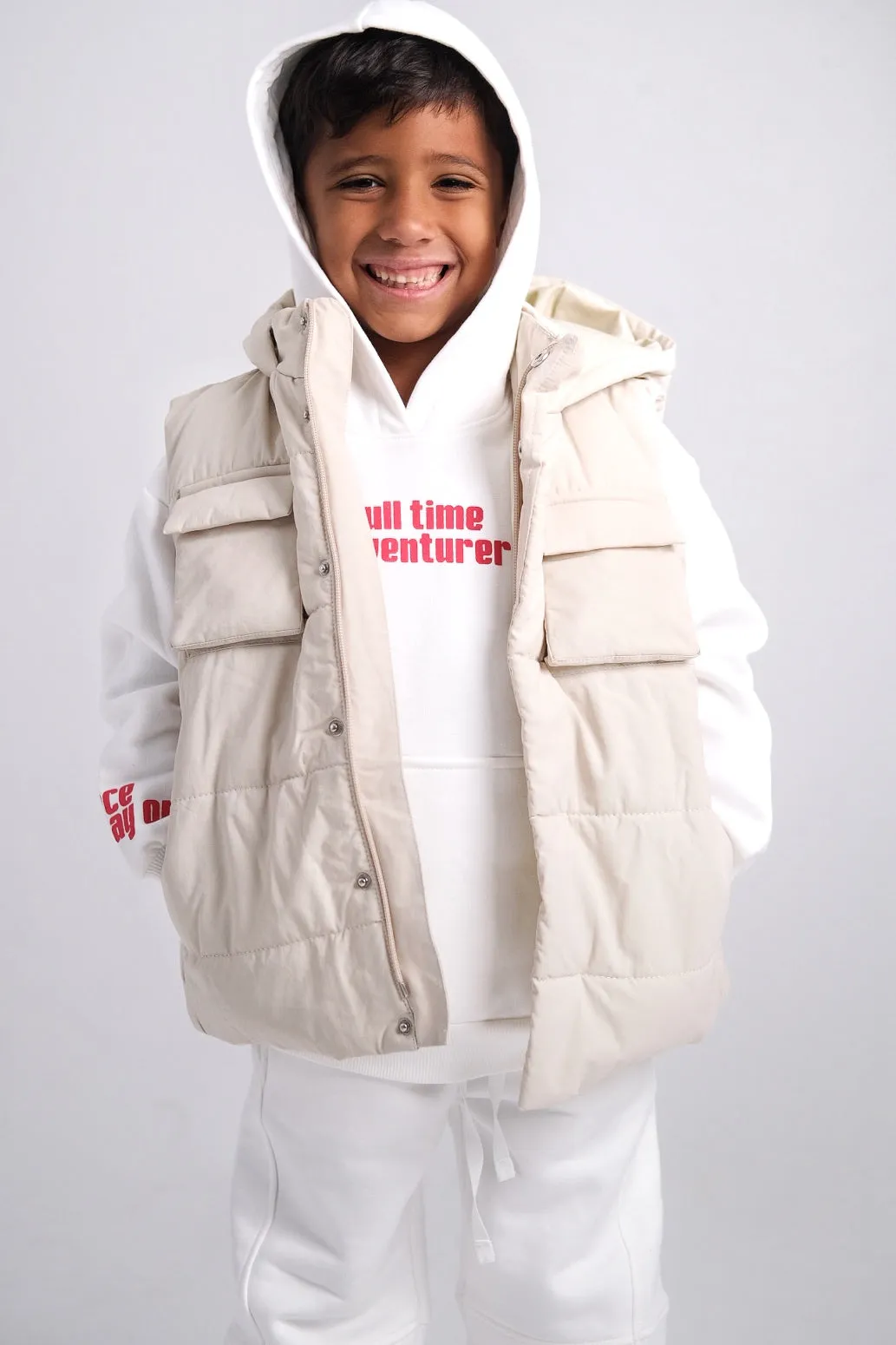 Unisex Beige Puffer Vest