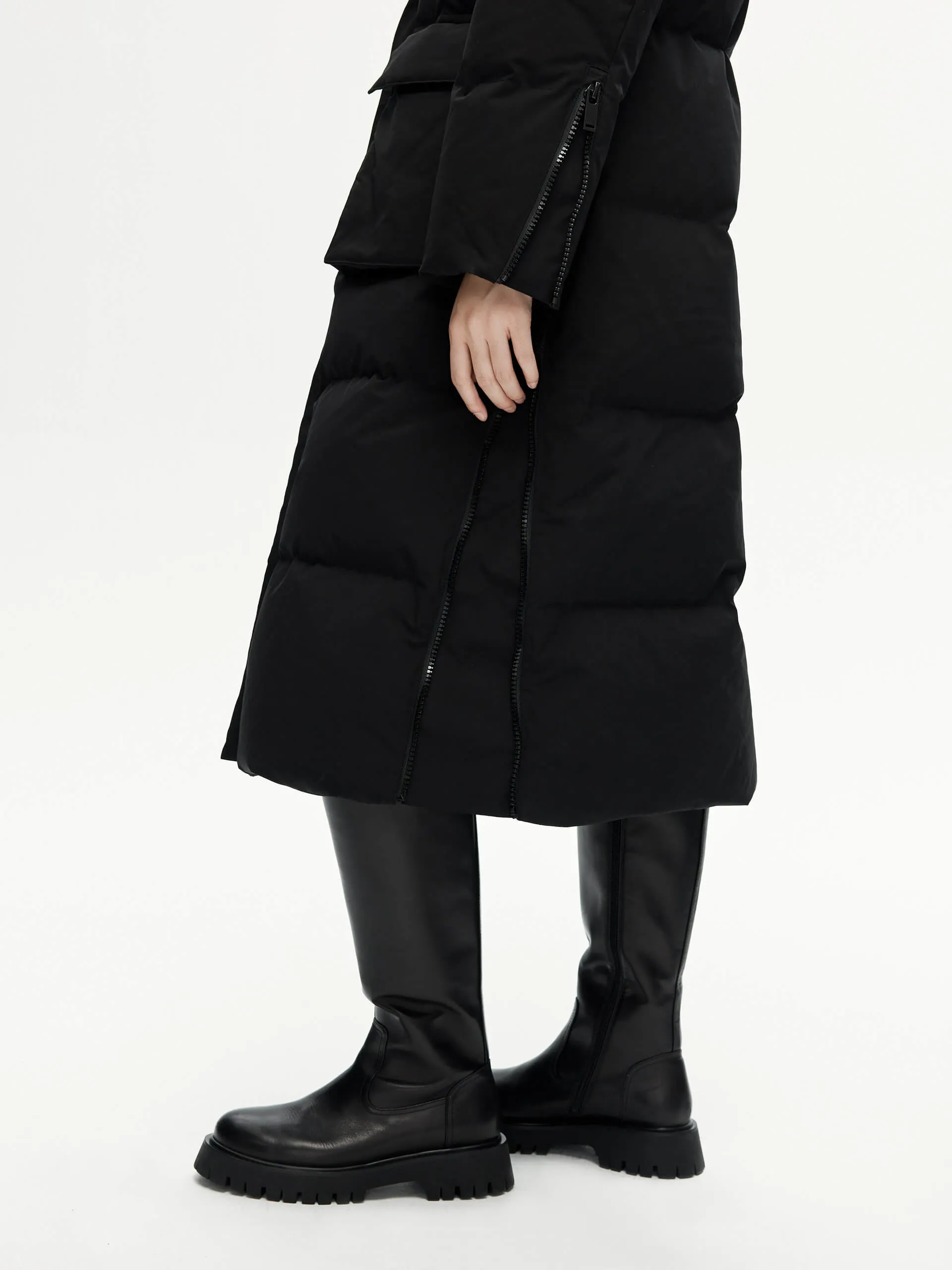 Velcro Detail Down Puffer Coat