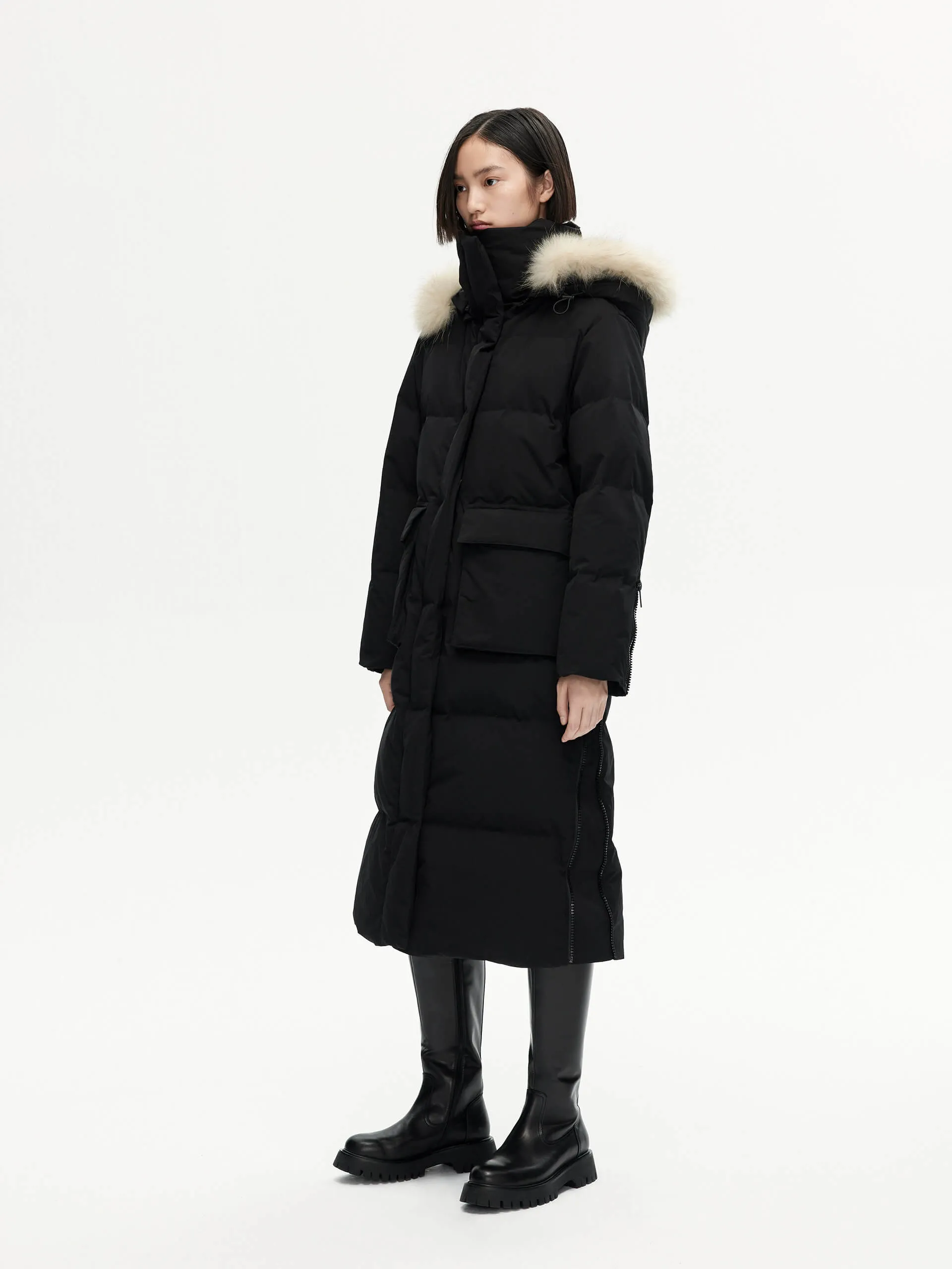 Velcro Detail Down Puffer Coat