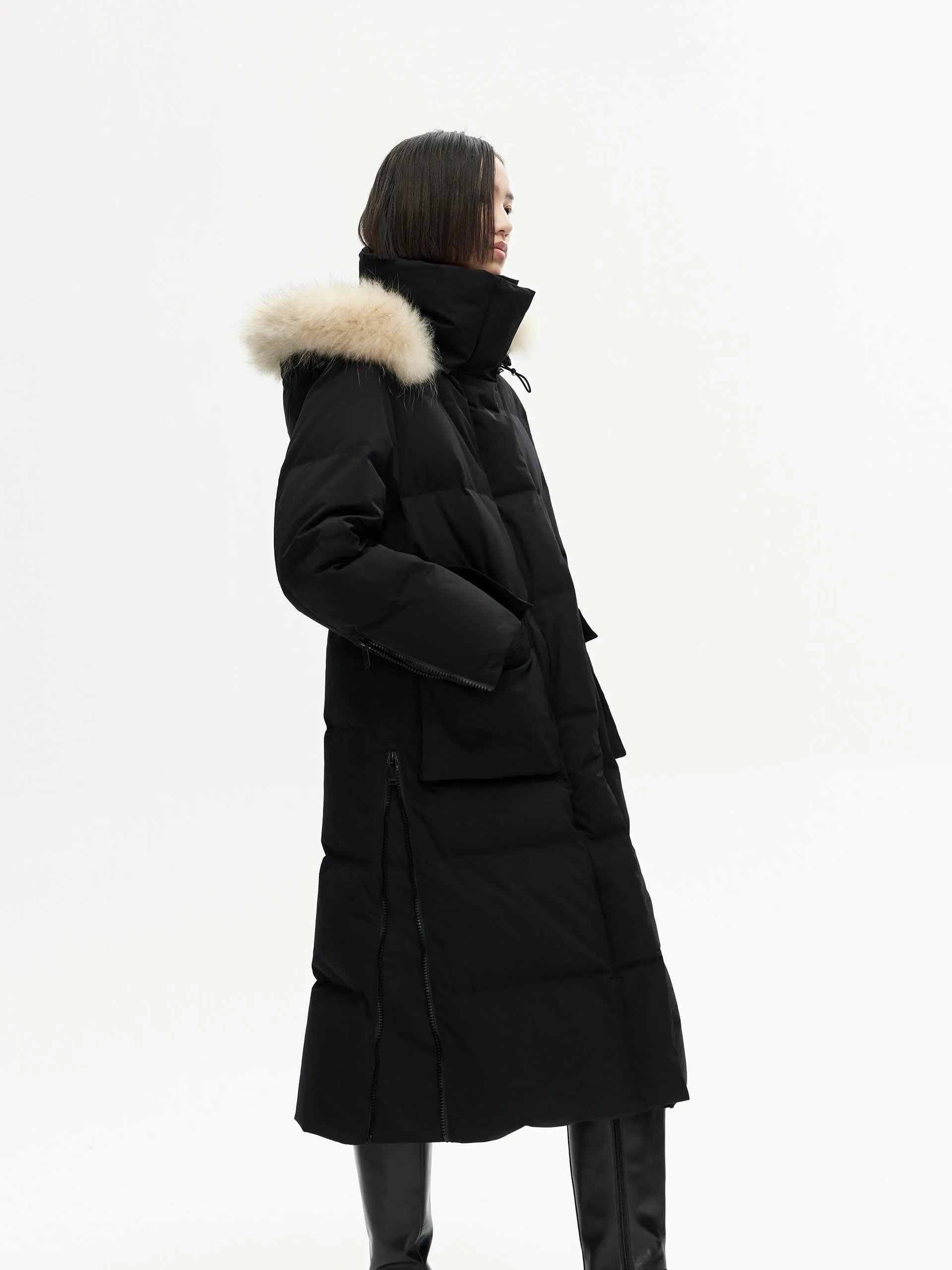 Velcro Detail Down Puffer Coat