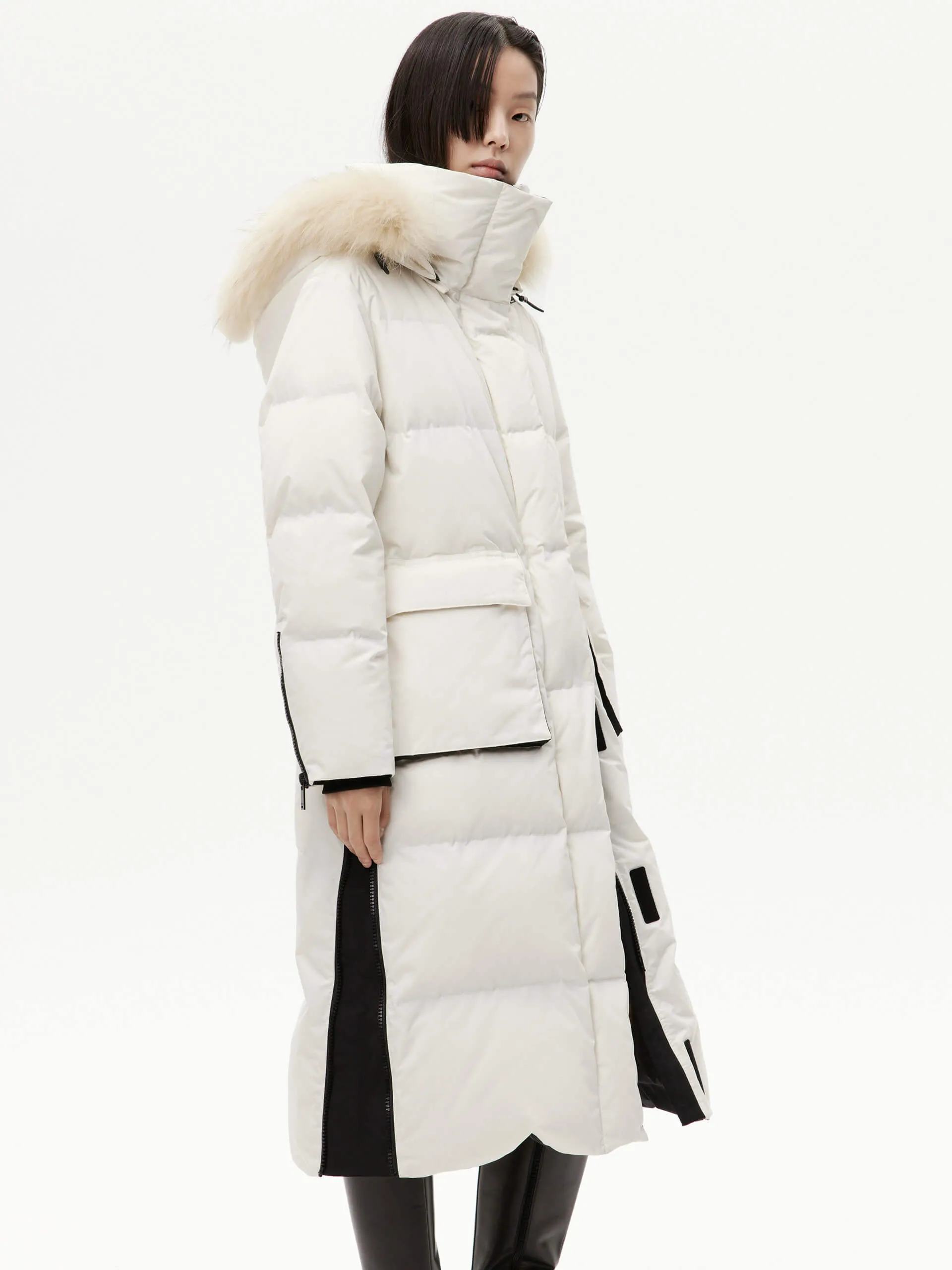 Velcro Detail Down Puffer Coat