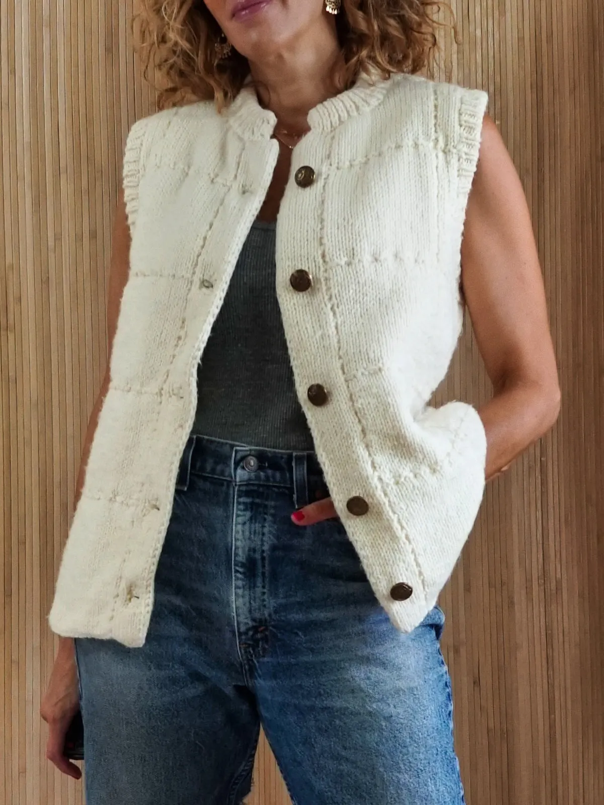 Vintage Chunky Vanilla Sweater Vest