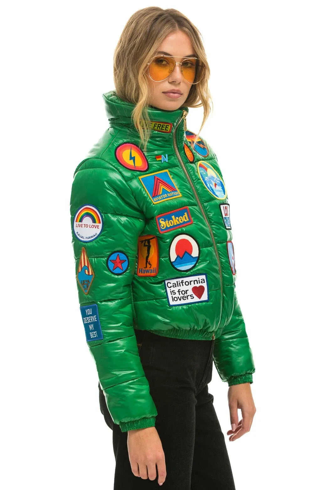 VINTAGE PATCH APRES PUFFER JACKET - AMAZON GLOSSY