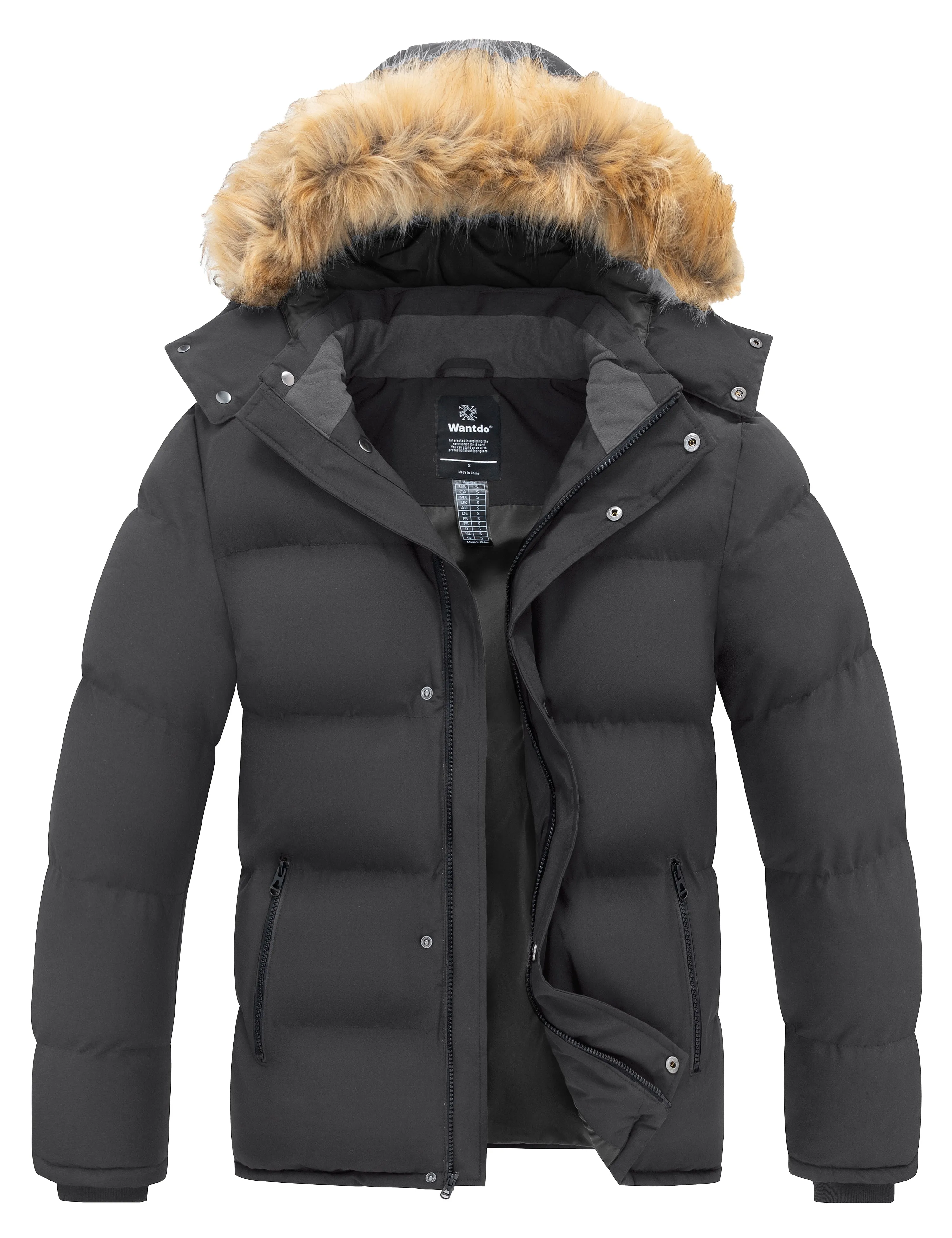 wantdo Men's Hooded Winter Coat