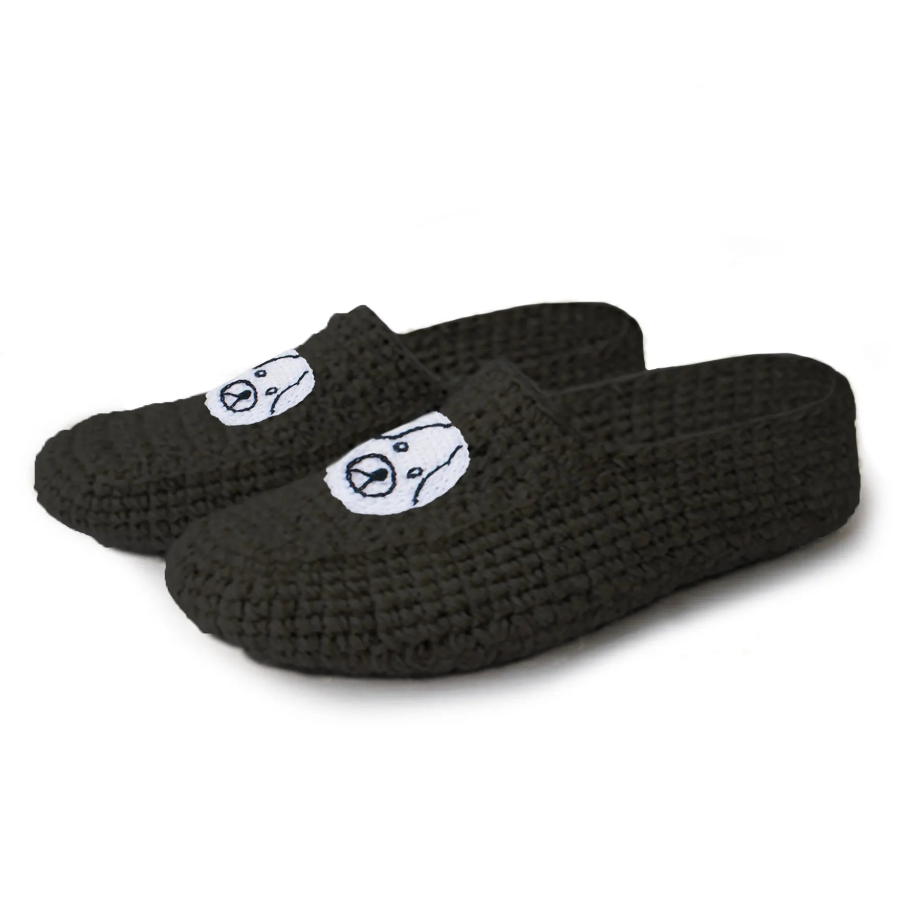 Women's Cozy Wool Slipper Socks Black Dog